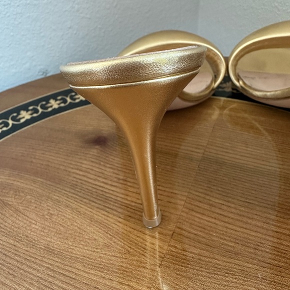 Gianvito Rossi Bijoux Gold Leather Mule Heels